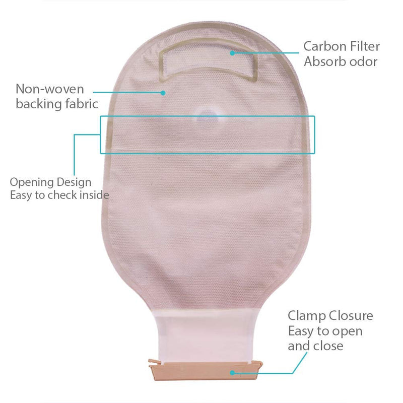 LotFancy 10PCS Colostomy Bags with Clamp Closure, Ileostomy Supplies, One Piece Drainable Pouches for Ostomy Colonoscopy Stoma Care, Cut to Fit 10 Count (Pack of 1)
