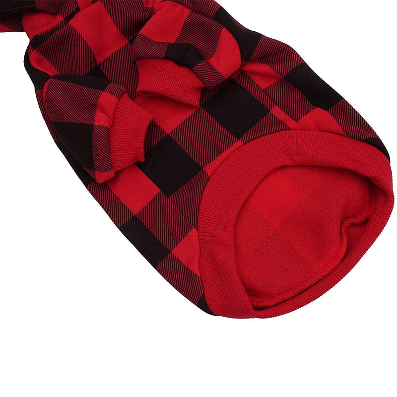 Plaid Dog Hoodie Pet Clothes Sweaters with Hat X-Small (Pack of 1) Red