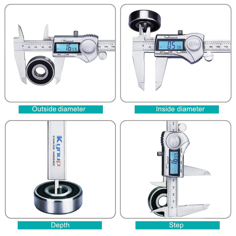 Kynup Digital Caliper, 8 Inch Caliper Measuring Tool with Stainless Steel, IP54 Waterproof Protection Design, Easy Switch from Inch Metric Fraction, Large LCD Screen (200mm) 200mm Silver