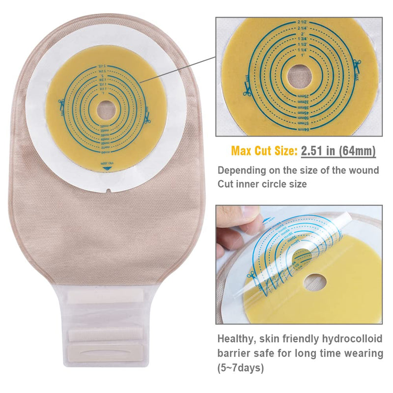 Carbou 20 PCS Colostomy Bags,One Piece Ostomy Bag,Ostomy Supplies with Closure for Ileostomy Stoma Care, Cut-to-Fit 20 Count (Pack of 1)