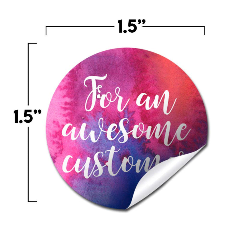 Tie Dye Pink & Purple Awesome Customer Thank You Appreciation Sticker Labels for Small Businesses, 60 1.5" Circle Stickers by AmandaCreation, Great for Envelopes, Postcards, Direct Mail, More!