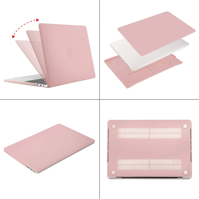 MOSISO Compatible with MacBook Pro 15 inch Case 2019 2018 2017 2016 Release A1990 A1707, Multifunctional Sleeve Bag&Plastic Hard Shell&Keyboard Cover&Screen Protector&Storage Bag, Rose Quartz