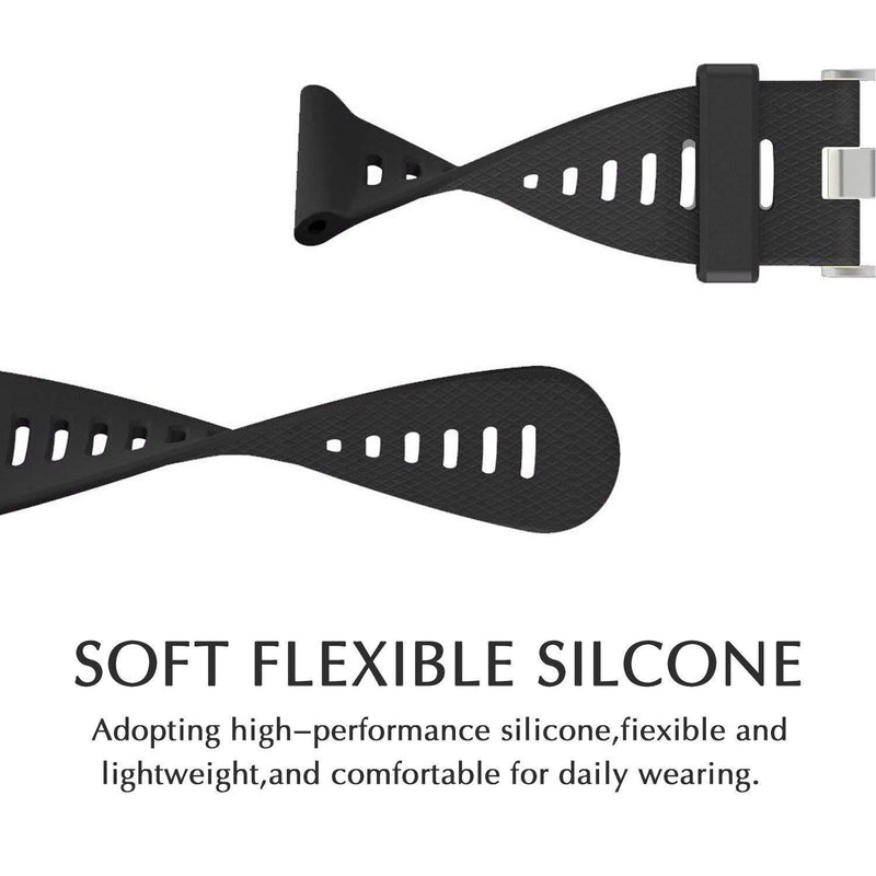 ECSEM Replacement Soft Silicone Bands and Straps Compatible with Garmin vivosmart HR+ ONLY (not for vivosmart hr) with Tool and Screw Black