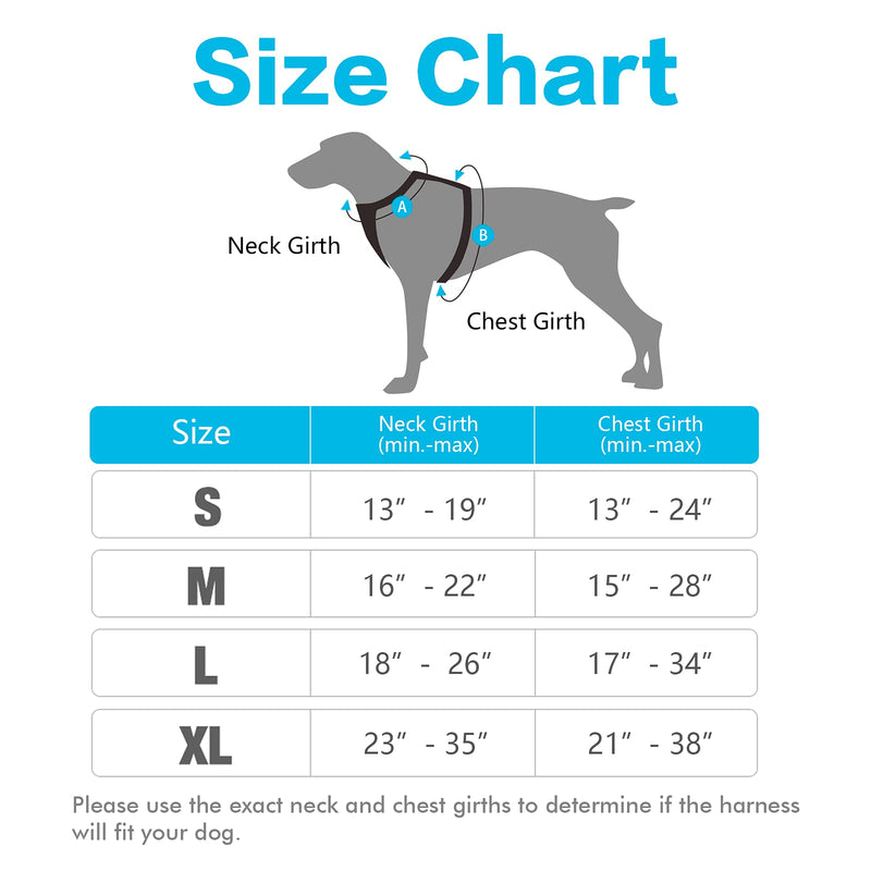 rabbitgoo Dog Harness, No-Pull Pet Harness with 2 Leash Clips, Adjustable Soft Padded Dog Vest, Reflective No-Choke Pet Oxford Vest with Easy Control Handle for Small Dogs, Baby Blue, S