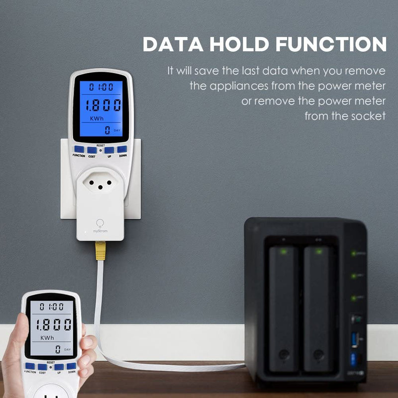 YOUTHINK Electricity Usage Monitor Power Meter Plug Home Energy Watt Volt Amps Wattage KWH Consumption Analyzer with Digital LCD Display Overload Protection