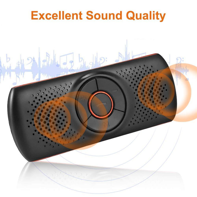 Bluetooth Handsfree Speakerphone for Cell Phone, NETVIP Wireless Car Kit Music Player Adapter with Back-Clip Portable Bluetooth Speaker for Home/Sport/Outdoor, Work with Siri/Google Assistant/TF Card Orange