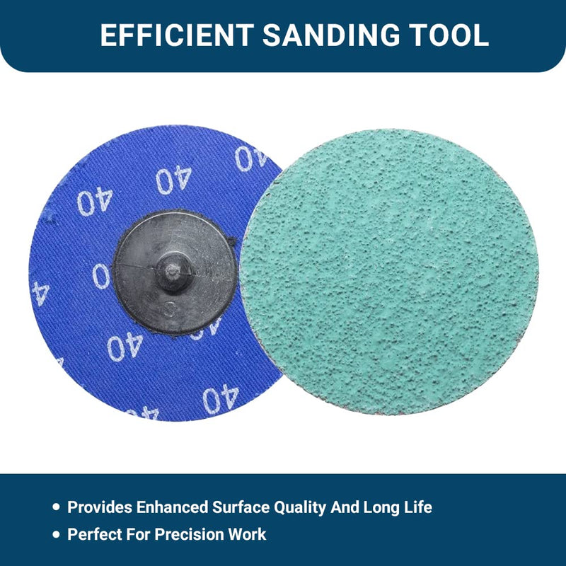 Benchmark Abrasives 3" Green Zirconia Quick Change Sanding Discs with a Male R-Type Backing Pad 36 Grit - 25 Pack