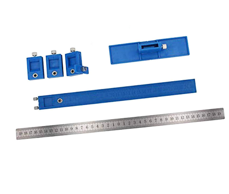 Power Tools Punch Locator, Drill Guide Sleeve Cabinet Hardware Jig/Template Wood Drilling Dowelling for Installation of Handles, Knobs on Doors and Drawer Pull-Blue Plastic Polycarbonate Plastic with Steel