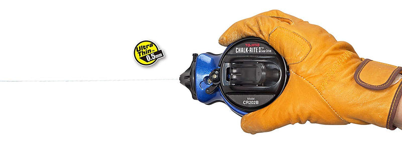 TAJIMA Chalk Box - Chalk-Rite II Snap-Line with Ultra Thin 0.5mm Chalk Line & Five Gear Quick Retrieval - CR202B-P