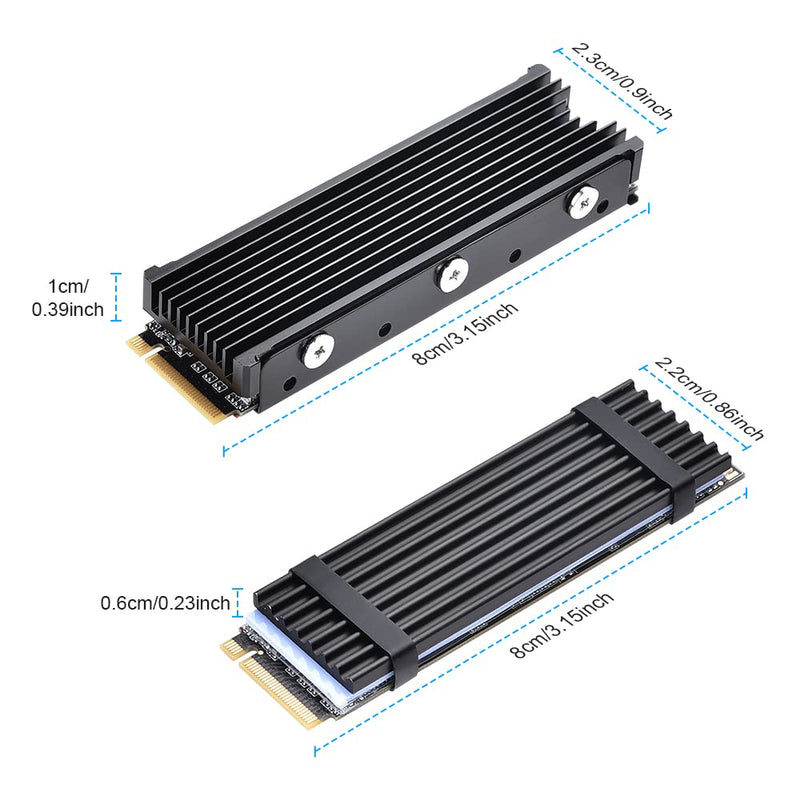 ELUTENG M.2 SSD PS5 Heatsink Double-Sided, PS5 M.2 2280 SSD Cooler Heatsink with 4 Silicone Thermal Pads for PC Computer and PS5, for M.2 PCIe NVMe/SATA SSD Heatsink, Black