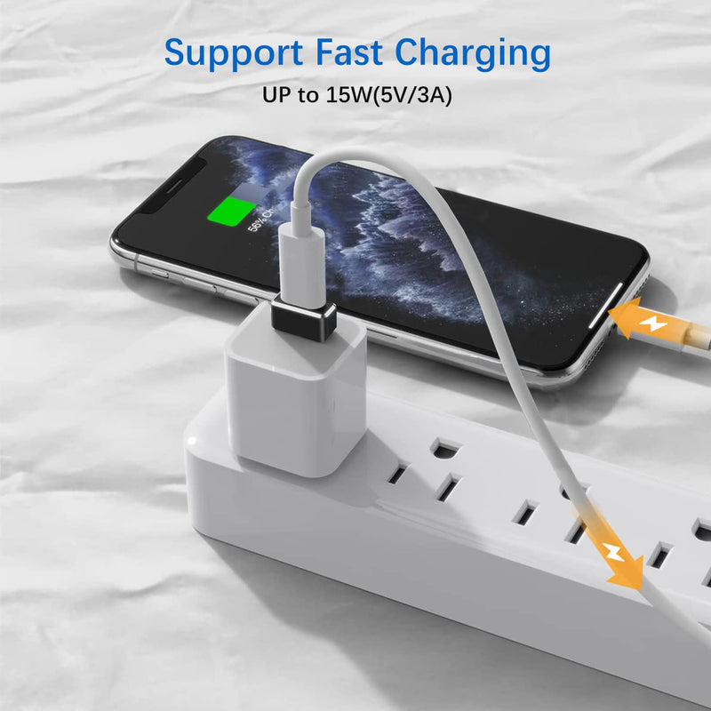[4-Pack] USB C Female to USB Male Adapter, USB2.0 A to USB C Adapter, Wansurs One-Sided SuperSpeed Data Sync & Fast Charging - Compatible with Laptop, PC, Charger, Power Bank, Quest Link (Black)