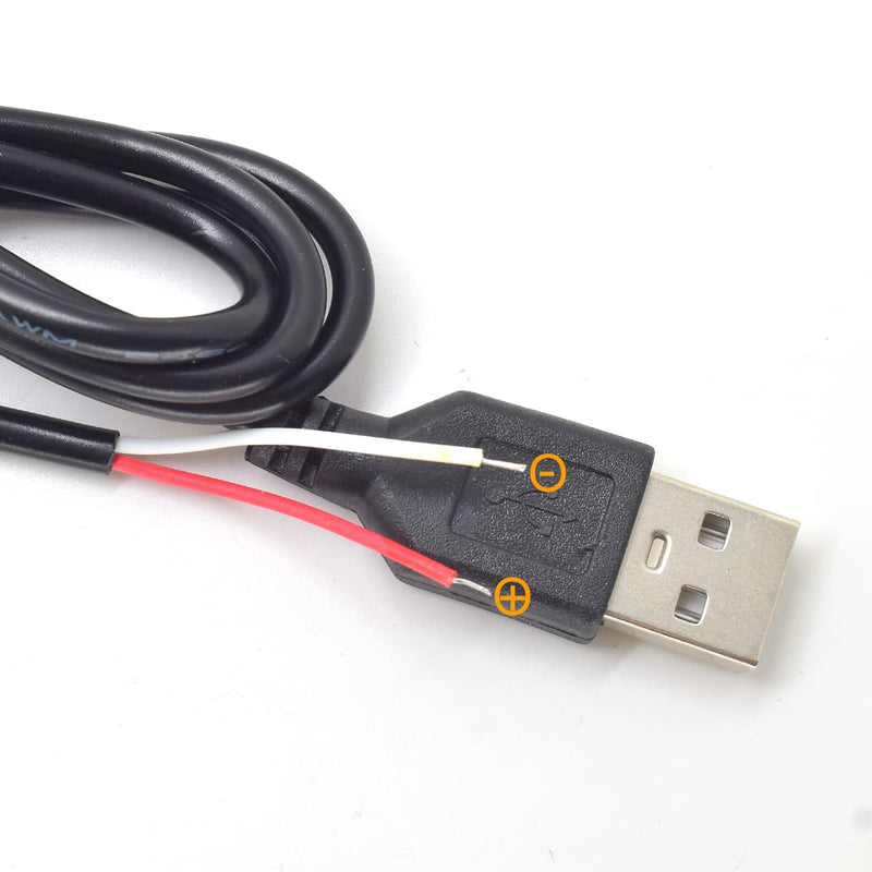 ELNONE 5pcs USB 2 Wire Pigtail Cable 1M 3.3ft Black 28AWG USB A Male Power Cable Plug Cord Connectors ¡­