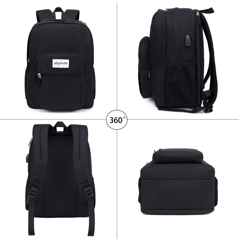 Abshoo Classical Basic Travel Backpack For School Water Resistant Bookbag Usb Black