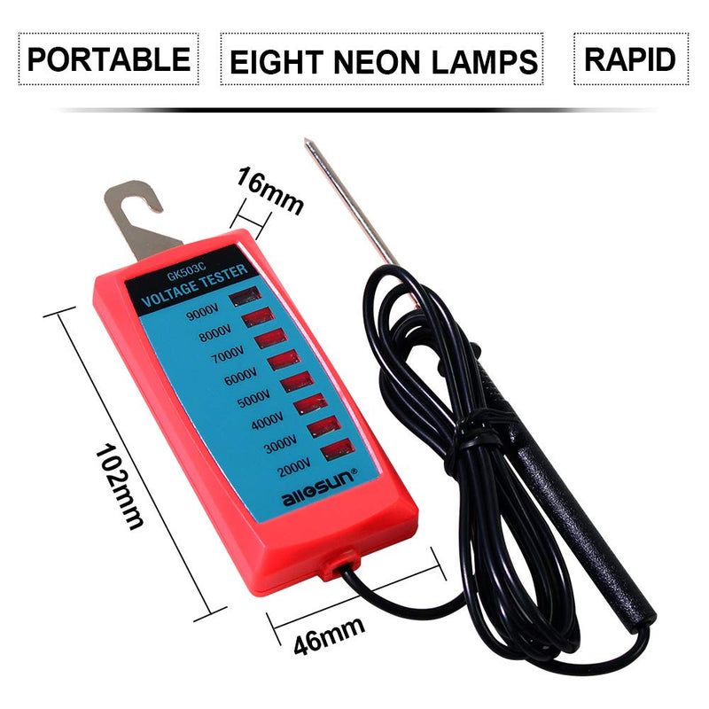 ALLOSUN GK503C NEON Fence Electric Voltage Tester Max 9000V, red GK503C 2000-9000V