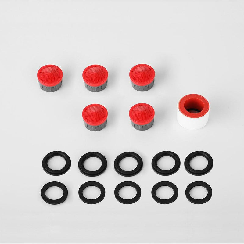 JQK Faucet Aerator, 2.2 GPM Flow Retrictor Insert Faucet Aerators Replacement Parts Bathroom 5 Pack, Standard Size, FAN22-P5 Red - 2.2 gpm