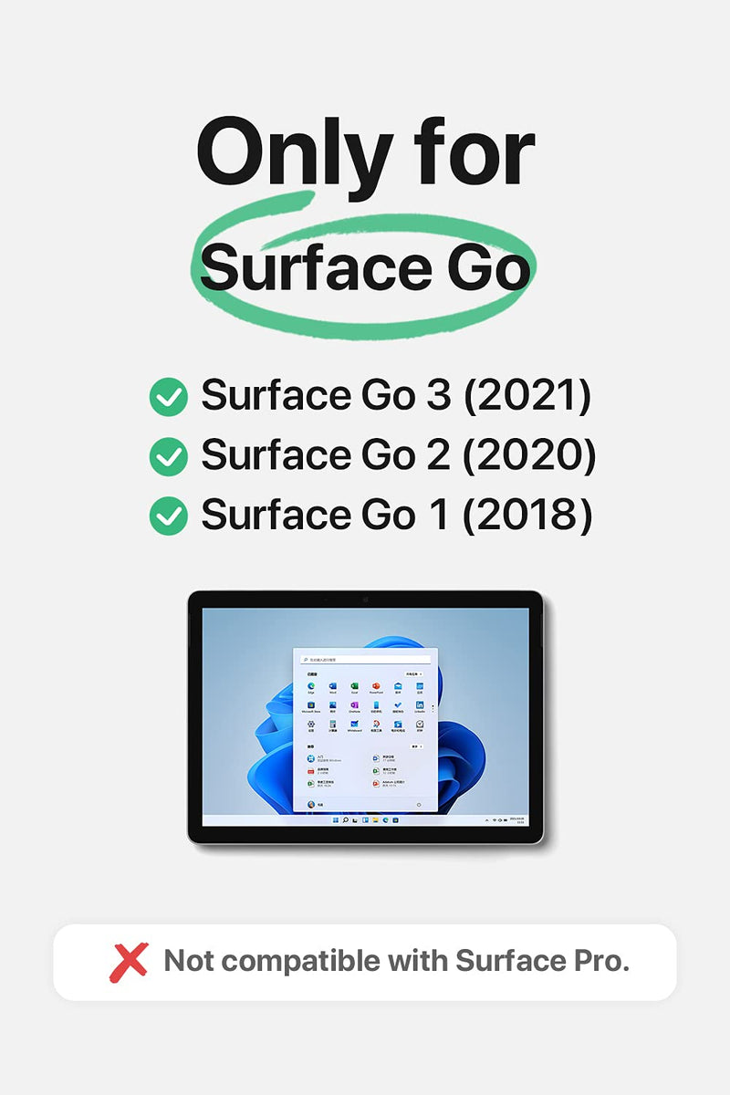 Inateck Surface Go Keyboard, Bluetooth 5.1, 7-Color Backlight, Compatible with Surface Go 3 (2021 Latest) / Surface Go 2 /Surface Go, KB02009 Black 10.5 in