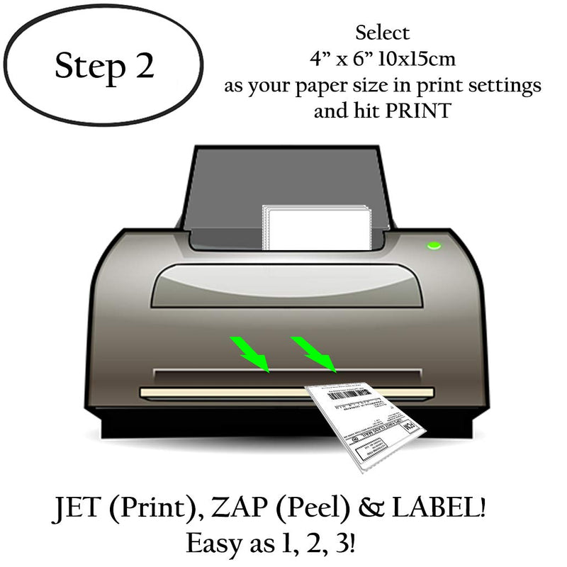 JETZAP Pre-Cut 4” x 6” [15x10cm] Laser/Ink Jet Printer White Shipping Labels Load-Ready [Not in Sheets] Adhesive Sticker Matte Opaque Smudge-Free Jam-Free All Printer Compatible Labels - 100 Pack