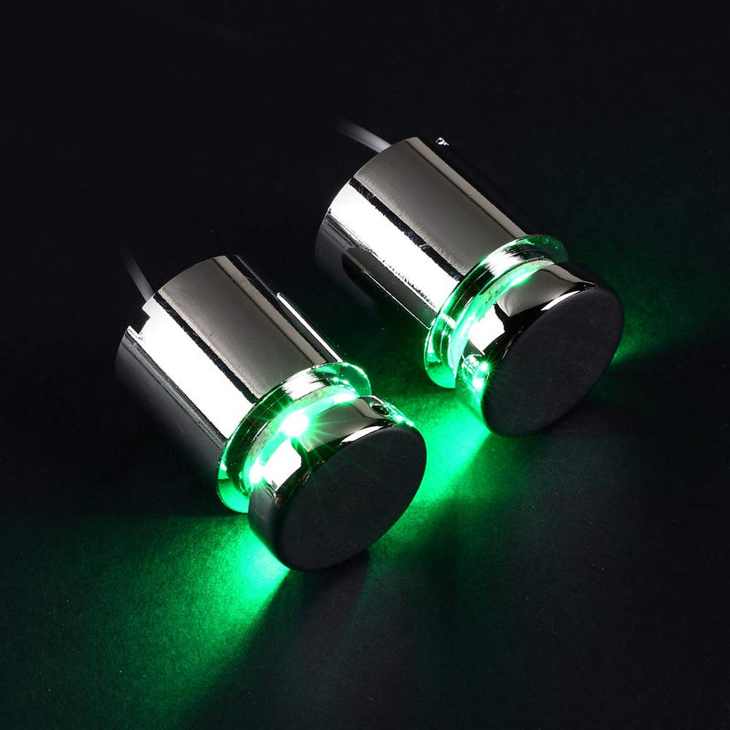 TOPNIKE LED Sign Standoffs 1"×1", Polished Chrome, Green LED Standoff Sign Holder, for Glass, Acrylic and Other Transparent Plates, Pack of 4 LED Standoffs with 1 Power Supply.