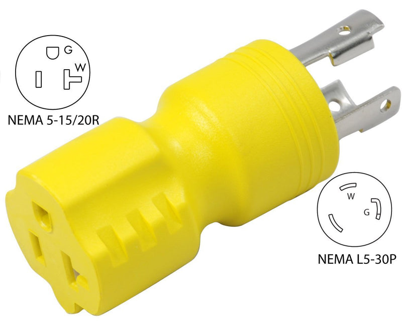Conntek 30126 L5-30P to 5-15/20R Plug Adapter Yellow