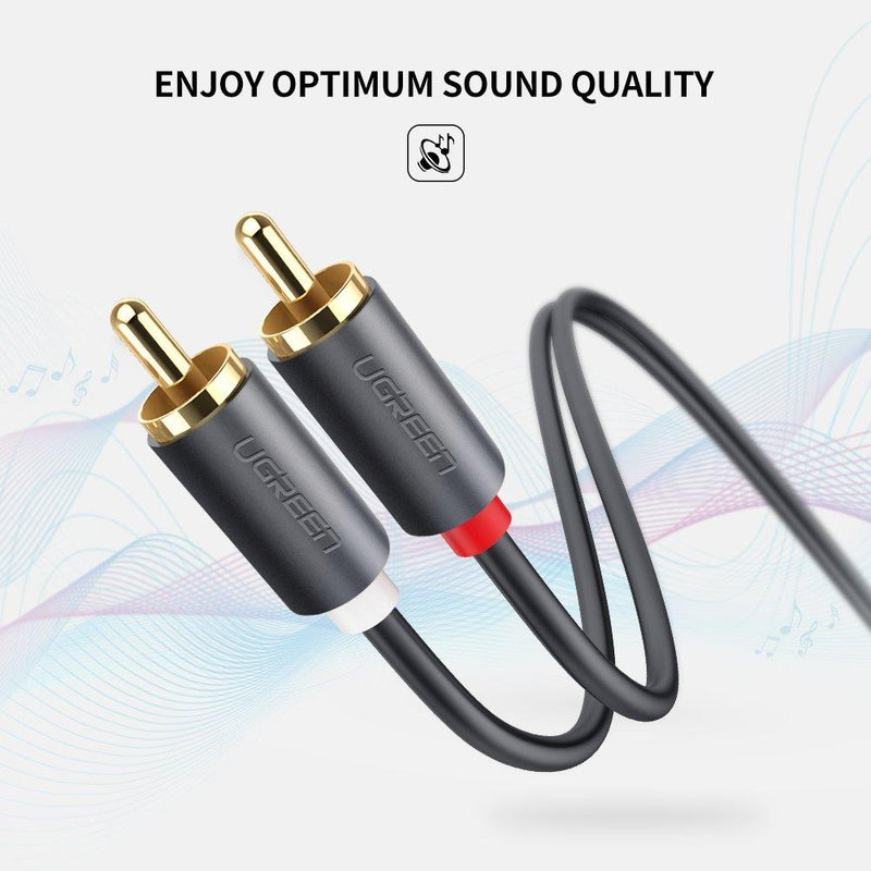 UGREEN 2RCA Male to 2RCA Male Stereo Audio Cable Gold Plated for Home Theater HDTV Gaming Consoles HiFi Systems 6FT