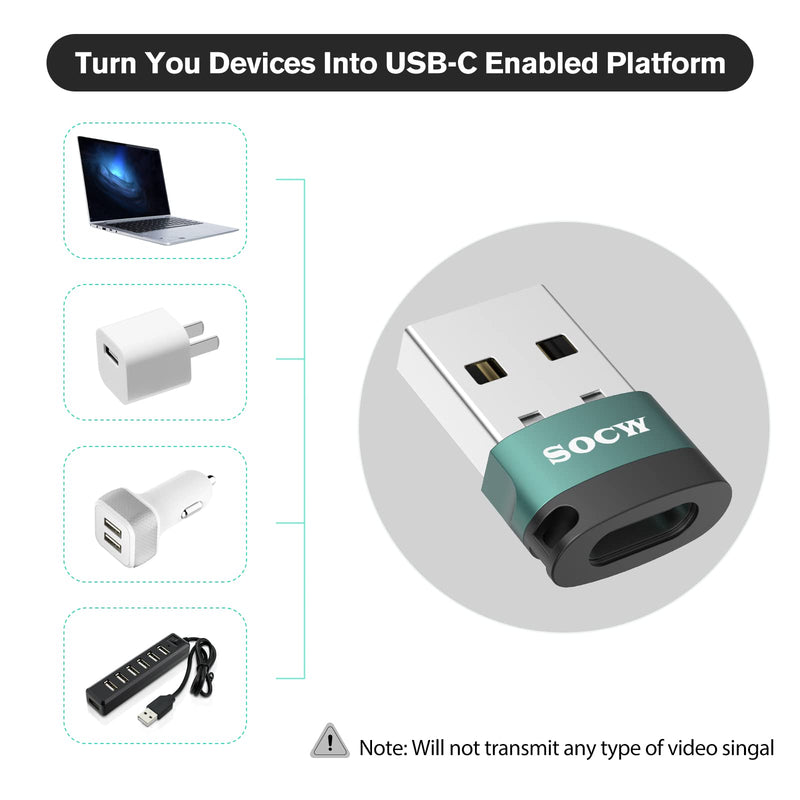 USB C Female to USB A Male Adapter,Compatible with Apple MagSafe Watch to USB Wall Plug,Type-C to A Charger Cable Connector for iPhone 13 12 Mini Pro Max,MacBook,iPad,Galaxy Note (Atrovirens ) 4 Pack atrovirens
