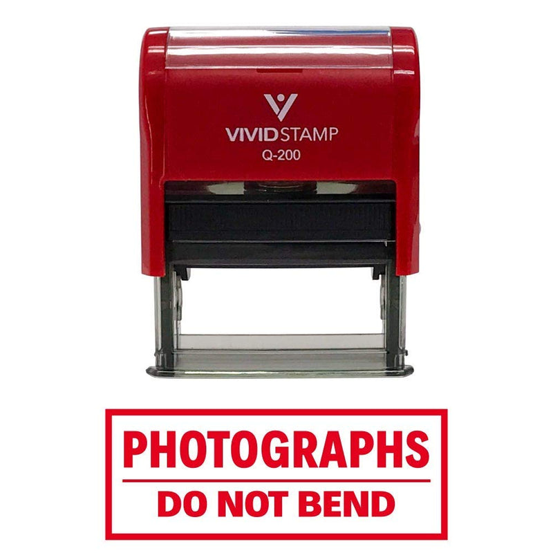 Photographs DO NOT Bend Self Inking Rubber Stamp (Red Ink) - Medium 9/16" x 1-1/2" - Medium Red