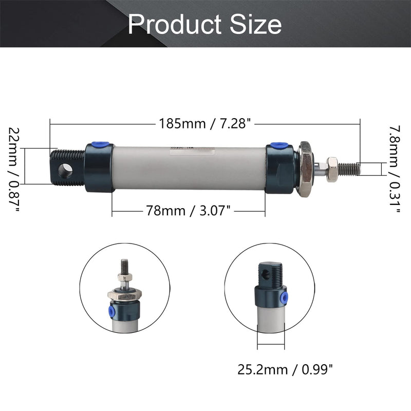 Othmro 1Pcs Air Cylinder MAL20 x 50 (20mm/0.79" Bore 50mm/1.97" Stroke Double Action Air Cylinder, 1/8PT Single Rod Double Acting Aluminium Alloy Penumatic Quick Fitting Mini Air Cylinder MAL20x50