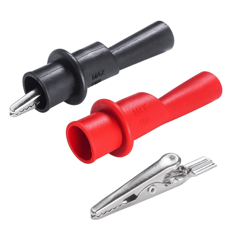 Peakelect 4PCS Insulated Alligator Clips Electrical Crocodile Clamps PVC Shell for Multimeter Test Lead Meter Probe red & Black