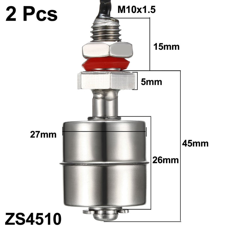 uxcell Stainless Steel Float Switch for Water Pump Tank swim pool garden pond Liquid Water Level Sensor M11 62mm Length 2Pcs