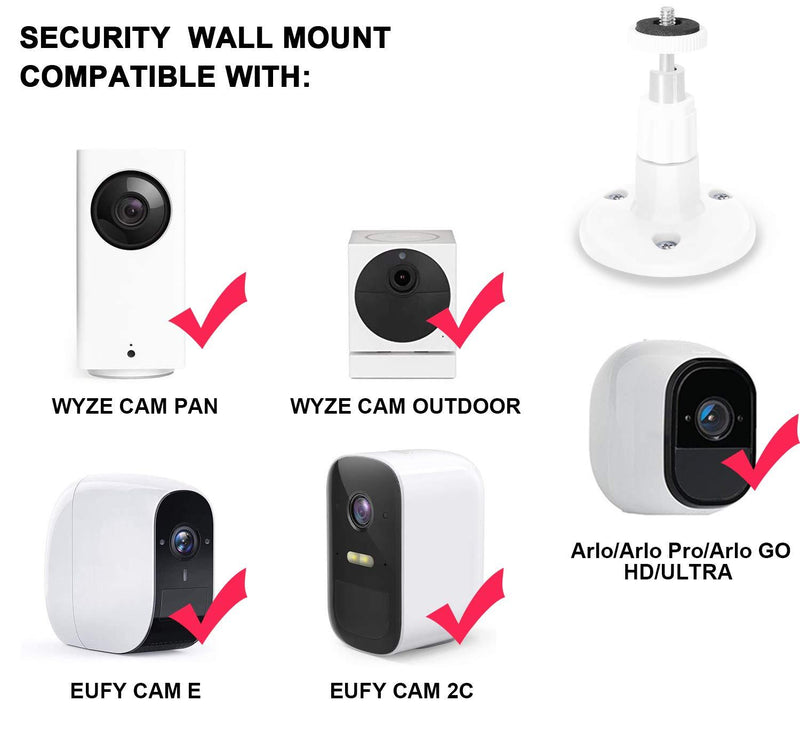3 Pack BFYTN Wall Mount Compatible with Ring Stick Up Cam Wired/Battery and Ring Indoor Cam HD Security Camera,360 Degree Adjustable Mounting Bracket (White) White