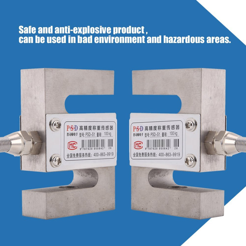 Load cell sensor weighing sensor portable weight sensor scale sensor weighing S-beam precision 50/100/300/2000 kg for container weight high pressure weighing technology (100 kg) 100 kg
