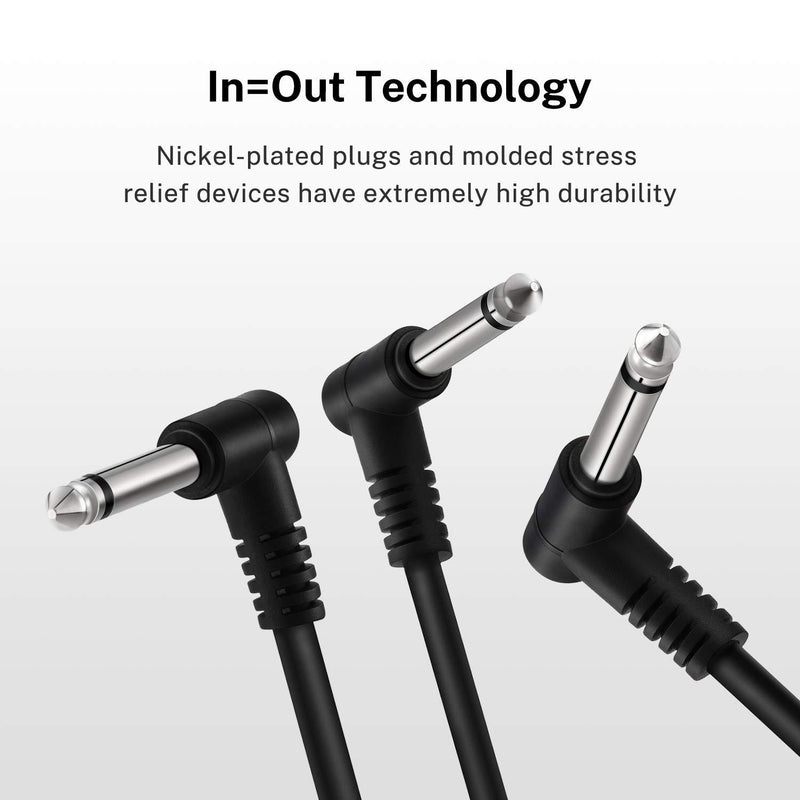 Donner 6 Inch Guitar Patch Cable Guitar Effect Pedal Cables Black 6 Pack