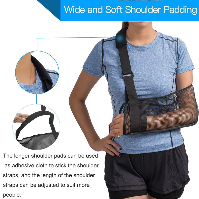 Mesh Arm Shoulder Sling - Medical Shoulder Immobilizer for Shower - Adjustable Arm Brace for Torn Rotator Cuff Injury - Right Left Arm for Men Women - Shower Sling for Elbow, Wrist updated version