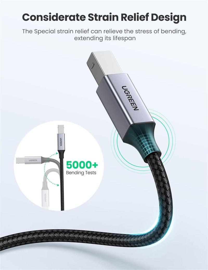 UGREEN USB C to USB B 2.0 Printer Cable Braided Printer Scanner Cord Compatible with Epson, MacBook Pro, HP, Canon, Brother, Samsung Printers and More 3FT