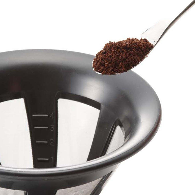 Hario"Cafeor" Stainless Steel Mesh Coffee Dripper, Size 02, Black