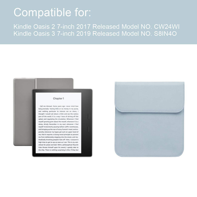 WALNEW 7'' Sleeve for Kindle Oasis - Protective Insert Sleeve Case Cover Bag Fits Kindle Oasis 10th Generation 2019 / 9th Generation 2017, Lightblue