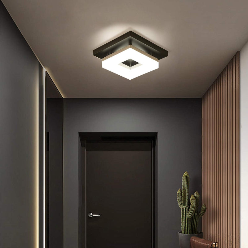 Anmaice 8in Flush Mount led Ceiling Light Fixtures 3000K/4000K/6500K Square Black 8 Watt Modern dimmable Ceiling Lights for Hallways/Balcony/Cloakroom/Small Closet/Washrooms