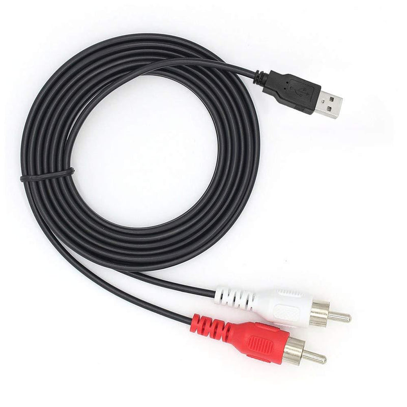 Duttek RCA to USB Cable, USB to RCA Cable,USB 2.0 Male to 2 RCA Male Video AV A/V Converter Camcorder Audio Capture Card Splitter Adapter Cable for TV/Mac/PC (5 Ft/1.5m) usb 2.0 male to rca male