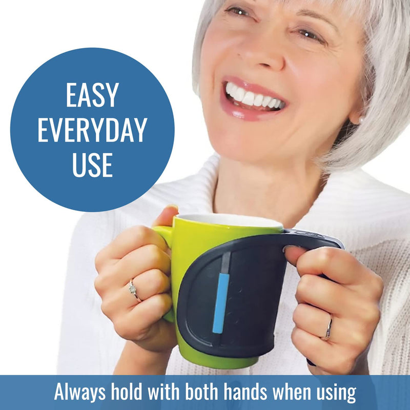 HealthSmart DUO Beverage Grip Handle for Mugs, Glasses and Bottles, Protects Hands from Hot Mug Surfaces, Blue, 0.5 Pound