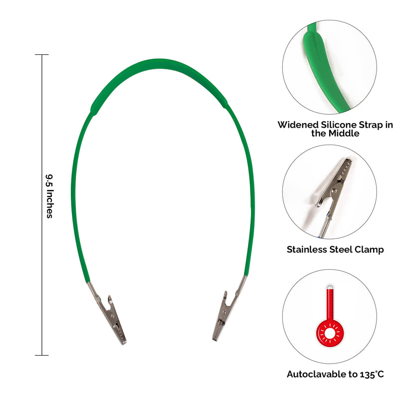 JMU Dental Bib Clips Autoclavable 10 Pcs, Silicone Bib Holder Clips Individually Wrapped Napkin Clips, Green