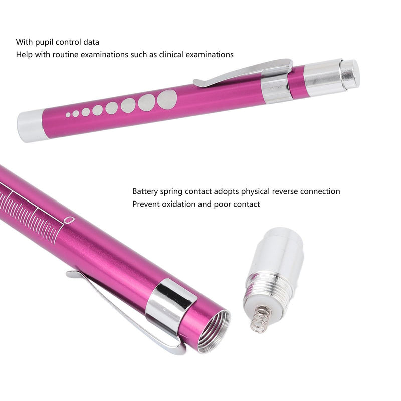 Pen Light with Pupillary Gauge, LED Penlight, Yellow Lighting, Concave Head, Aluminum Alloy, Medical Penlight with Pupil Gauge, for Ear, Nose, Throat (Purple) Purple