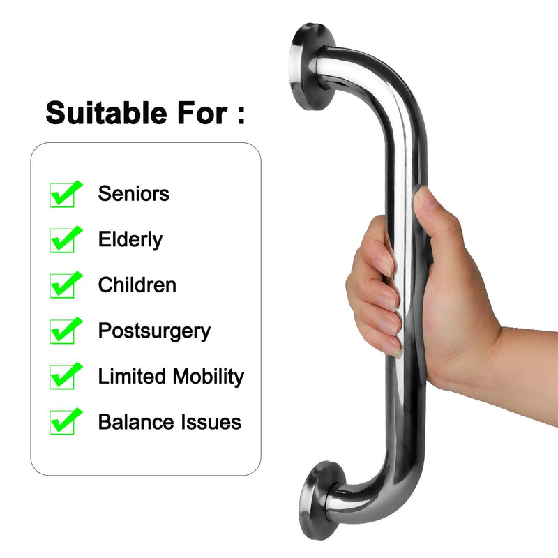 2 Pack Shower Grab Bar, Stainless Steel Bathroom Grab Bar, Shower Handle, Bath Handle, Grab Bars Senior for Bathroom (12 Inch ) 12inches