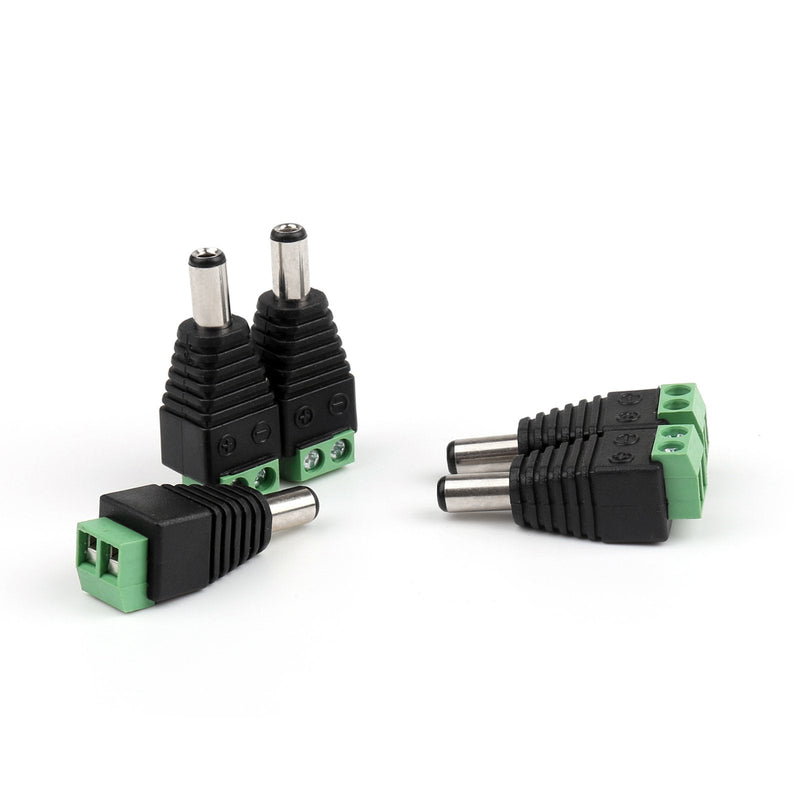 Areyourshop 10 Pcs 5.5mm x 2.5mm CCTV Camera DC Power Male Jack Connectors