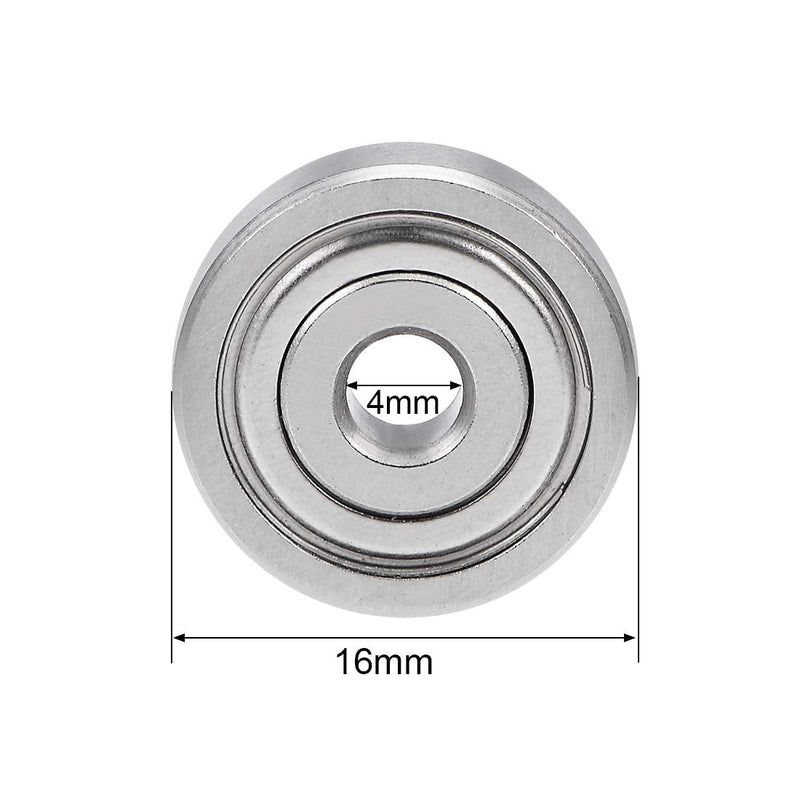 uxcell S634ZZ Stainless Steel Ball Bearing 4x16x5mm Double Shielded 634Z Bearings 1-Pack