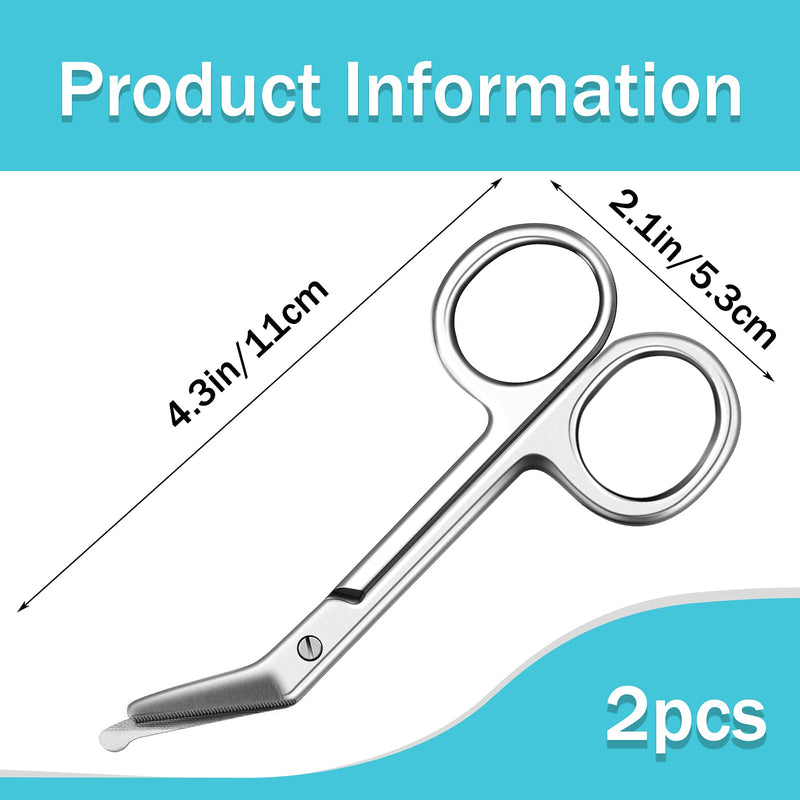 Ostomy Scissors Bandage Scissors Nursing Scissors Stainless Steel Scissors for Doctors, Nurses, Veterinary Home Nursing, 4.3 x 2.1 Inch, Curved (2 Pieces)