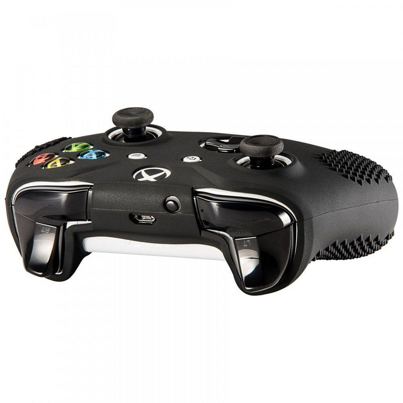 eXtremeRate Soft Anti-Slip Silicone Controller Cover Skins Thumb Grips Caps Protective Case for Microsoft Xbox One X & One S Controller Black