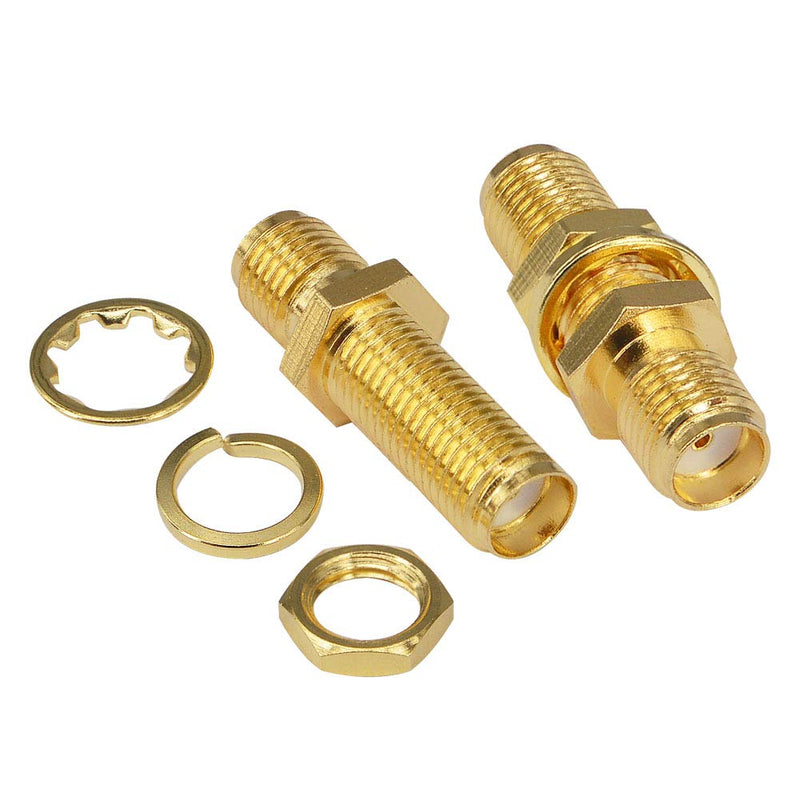 BOOBRIE SMA Socket Connector SMA Female to Female Barrel Adapter SMA Panel Chassis Mount Connector SMA Female Bulkhead Connector Antenna Jack Adapter for Wireless LAN Device SMA Coax Cable Pack of 2 2 pieces