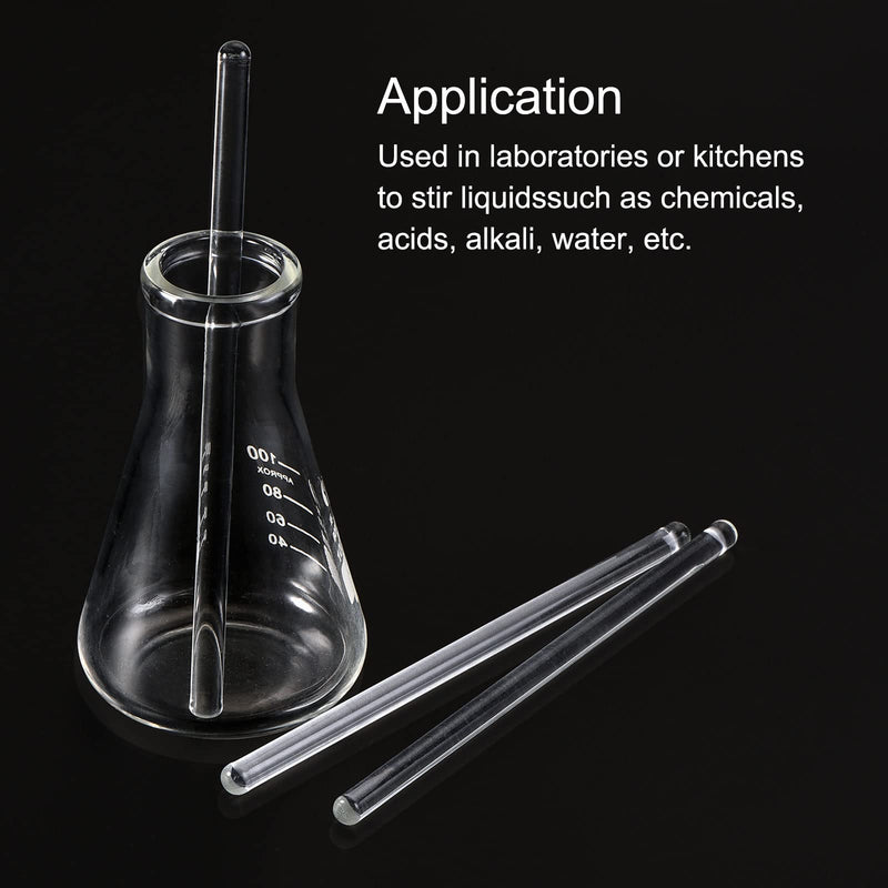 MECCANIXITY Borosilicate Glass Stick 5.91" Length 6mm Dia Stir Rod Mixing Tools with Both Ends Round for Lab Kitchen Science 6Pcs 5.91" x 0.24"