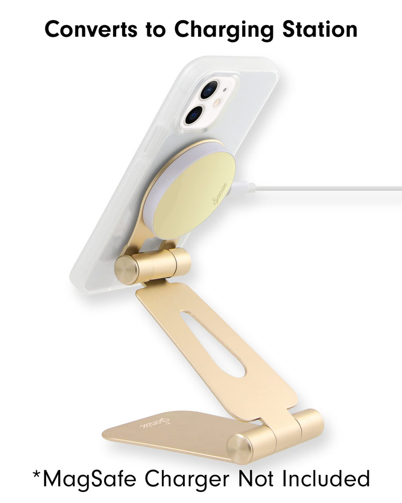 Sonix Magnetic Adjustable Cell Phone Desk Stand Pedestal Compatible with Apple MagSafe (Gold) Gold
