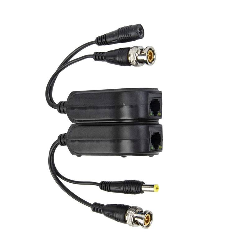 Xenocam 2 Pair Passive Video/Power Balun Upgraded 1080P - 5MP BNC to RJ45 Long Distance Network Transceiver Cat5e / Cat6 Cable to BNC Male Adapter for Full HD Security Surveillance Camera System